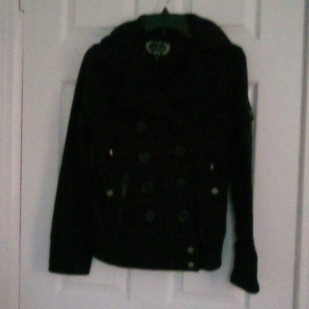 Women's Black Peacoat. Size Large.